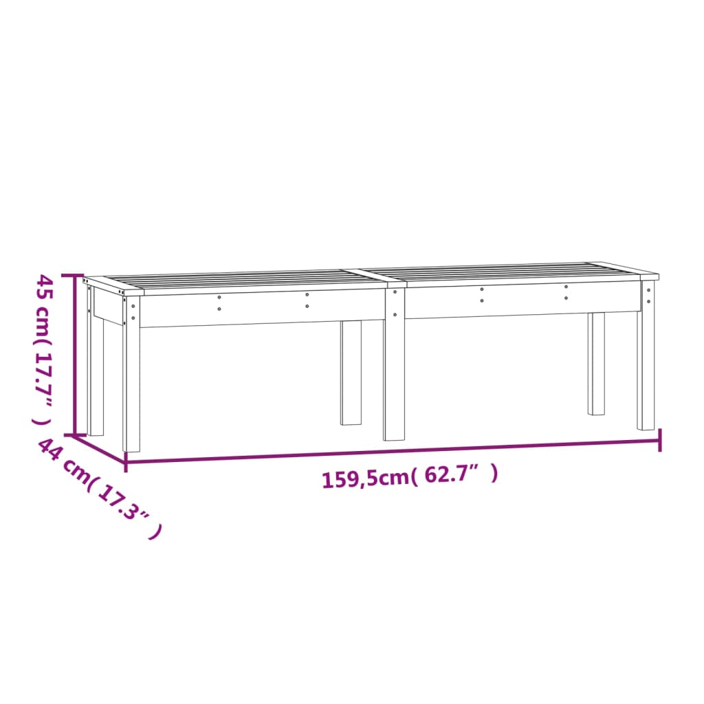 Hagebenk 2 seter 159,5x44x45 cm heltre douglasgran