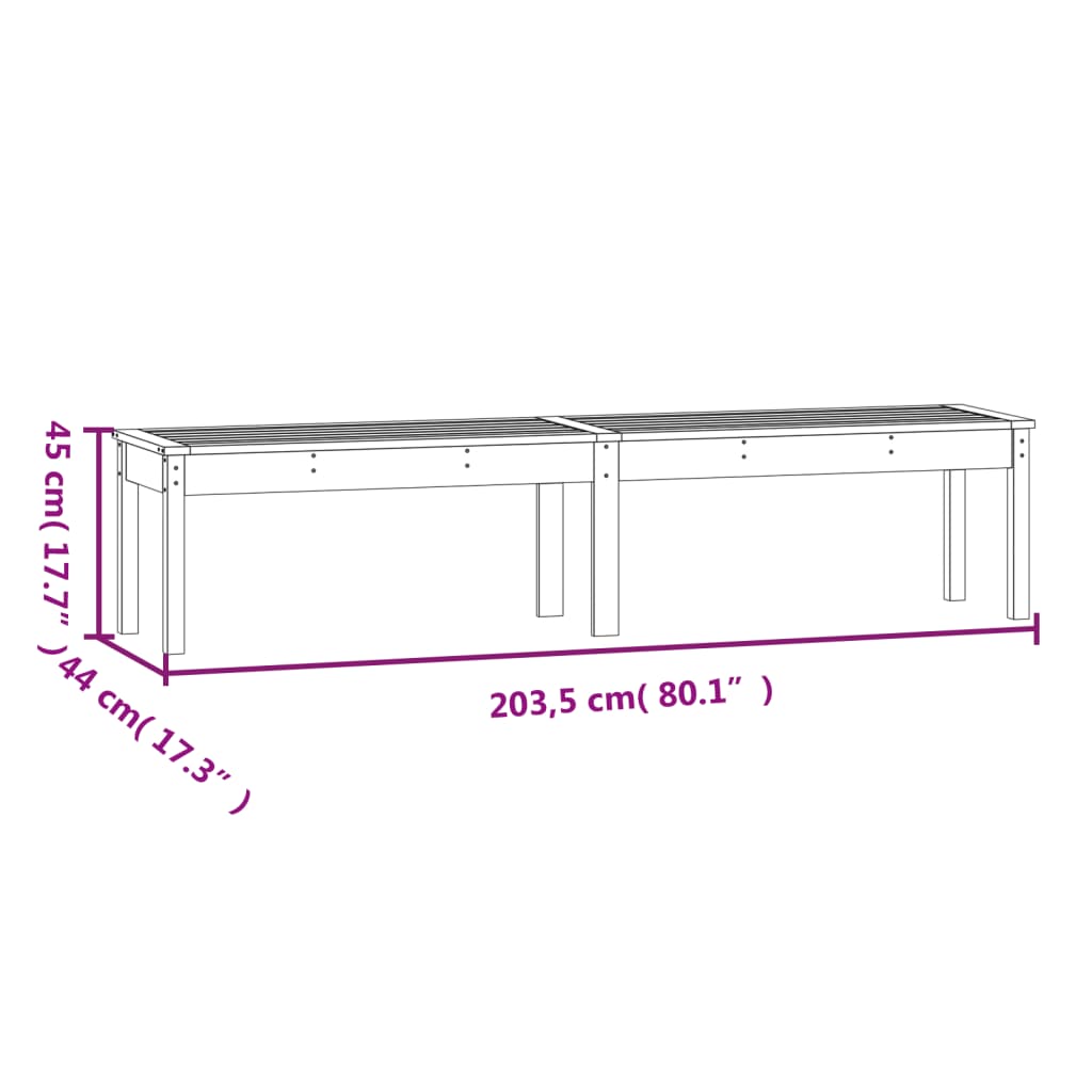 Hagebenk 2 seter svart 203,5x44x45 cm heltre furu