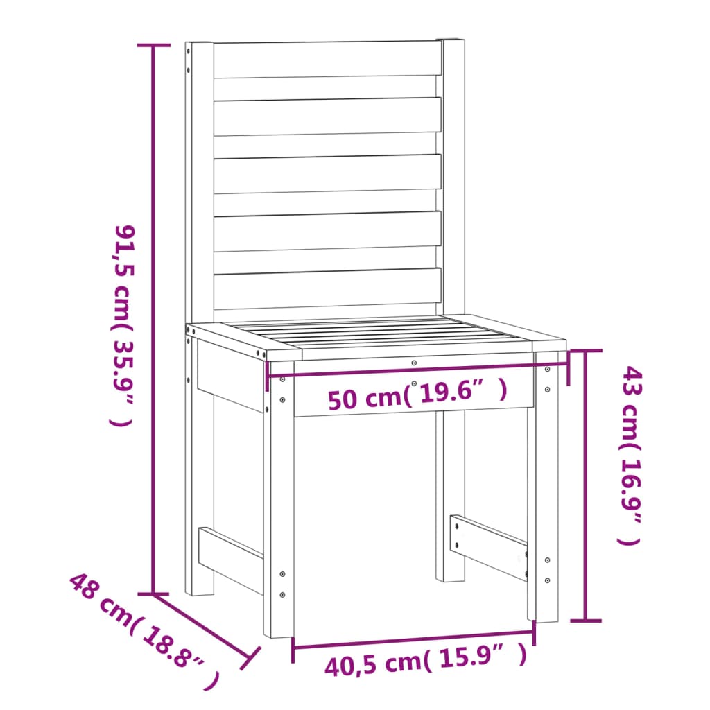 Hagestoler 2 stk 50x48x91,5 cm heltre furu