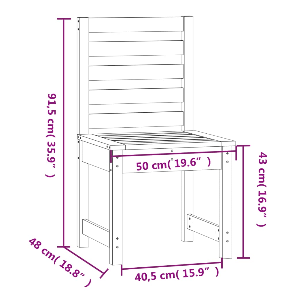 Hagestoler 2 stk hvit 50x48x91,5 cm heltre furu