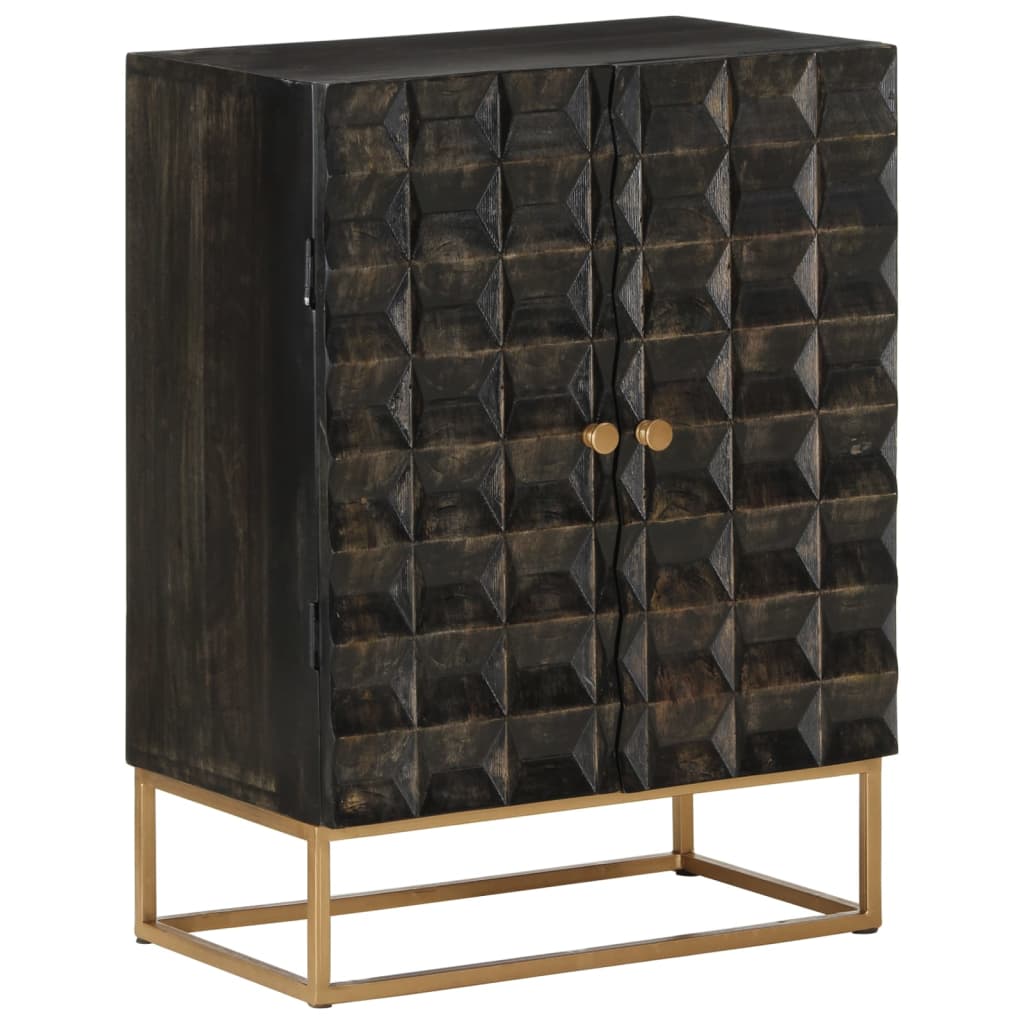 Skjenk svart 55x34x75 cm heltre mango og jern