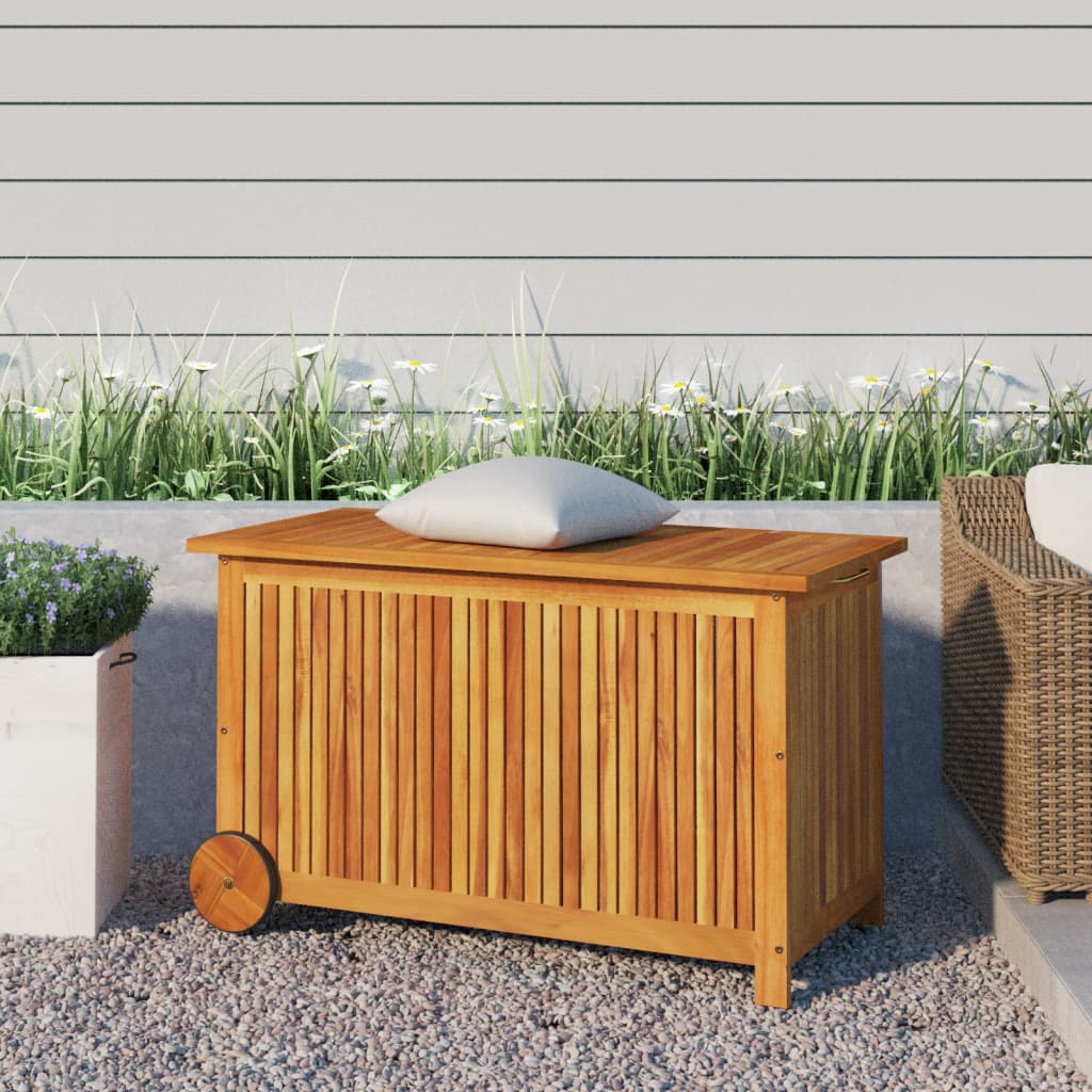 Putekasse med hjul 90x50x58 cm heltre akasie