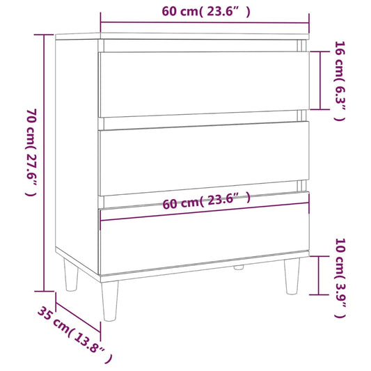 Skjenk hvit 60x35x70 cm konstruert tre