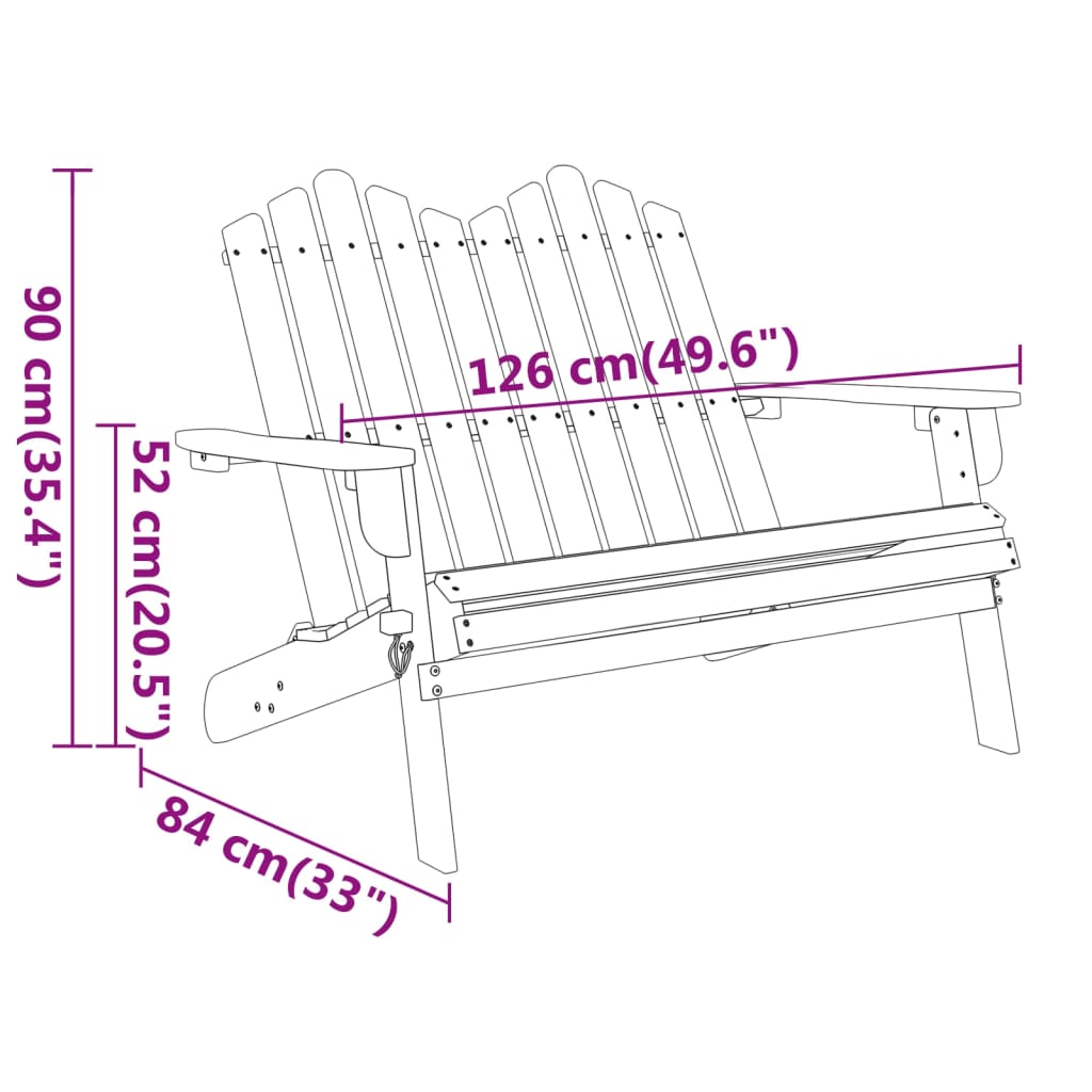 Adirondack hagebenk 126 cm heltre akasie