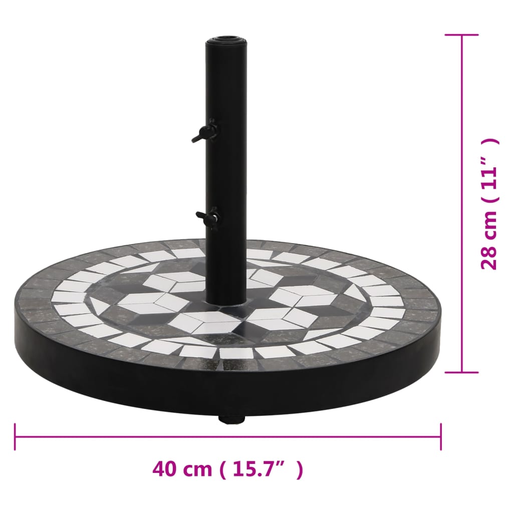 Parasollfot svart og hvit rund 12 kg