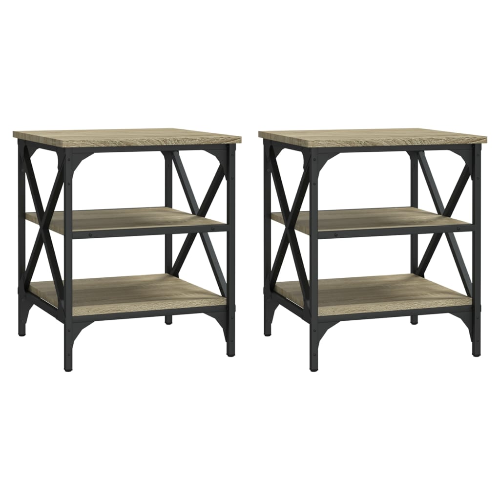 Sidebord 2 stk sonoma eik 40x42x50 cm konstruert tre