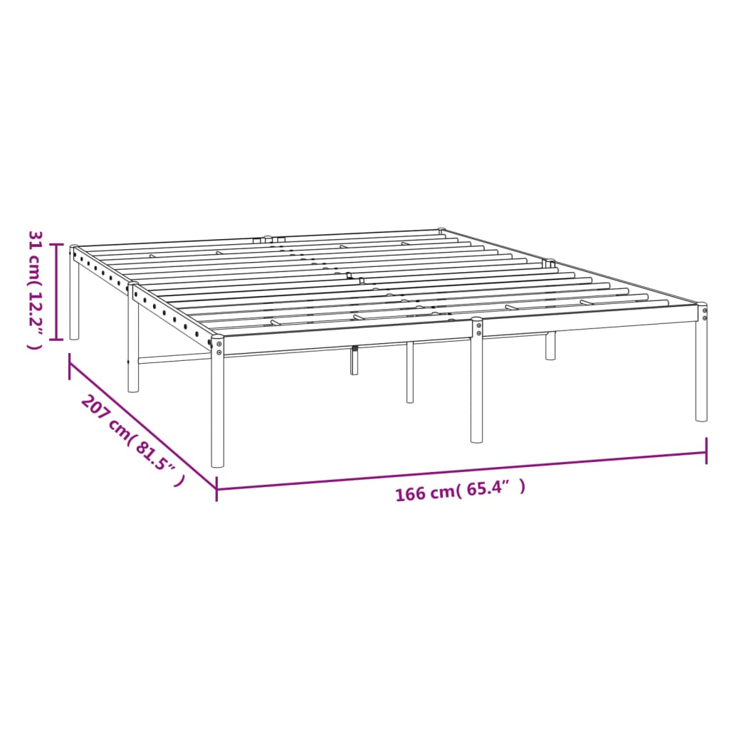 Sengeramme i metall svart 160x200 cm
