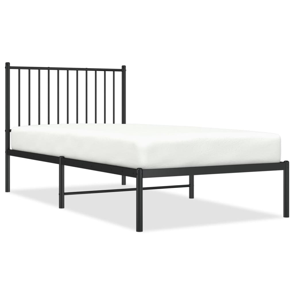 Sengeramme i metall med hodegavl svart 90x190 cm
