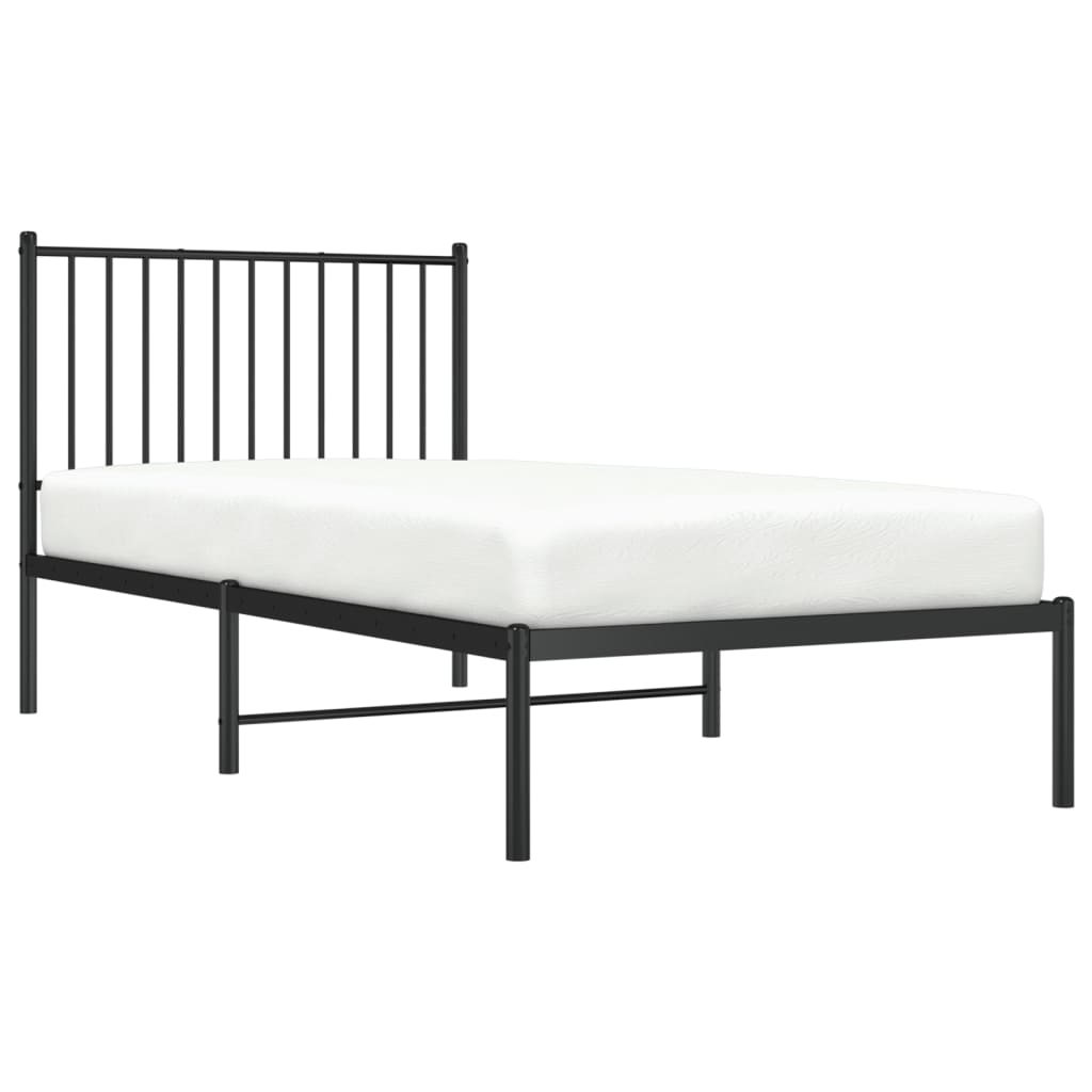 Sengeramme i metall med hodegavl svart 90x190 cm