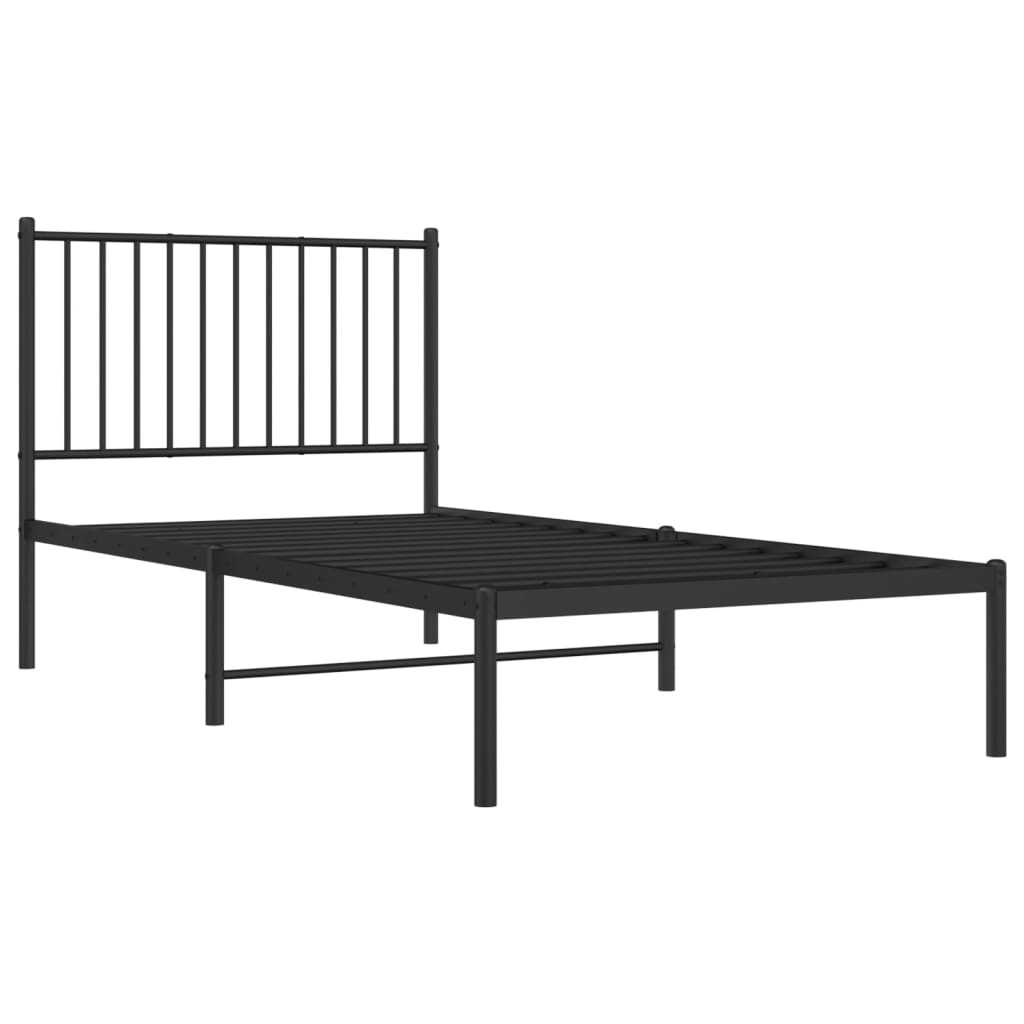 Sengeramme i metall med hodegavl svart 90x190 cm