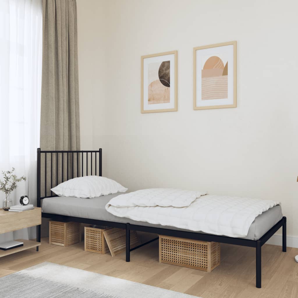Sengeramme i metall med hodegavl svart 90x190 cm