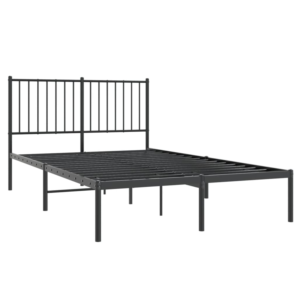 Sengeramme i metall med sengegavl svart 120x200 cm