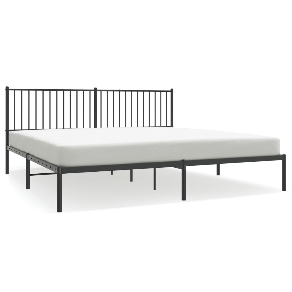Sengeramme i metall med sengegavl svart 193x203 cm
