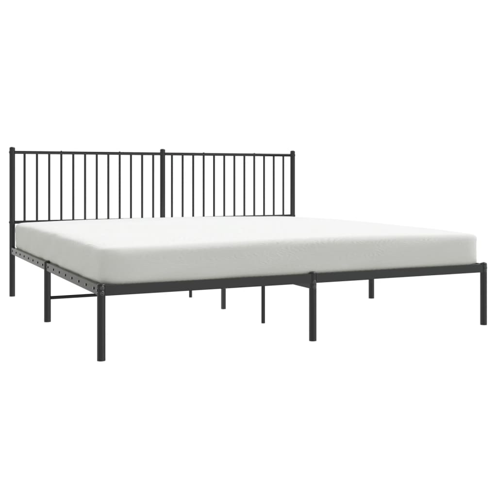 Sengeramme i metall med sengegavl svart 193x203 cm