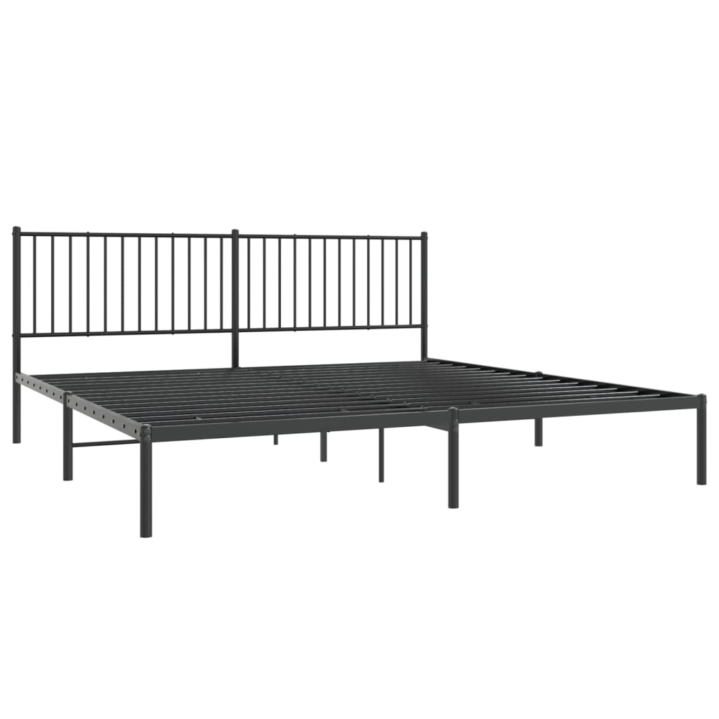 Sengeramme i metall med sengegavl svart 193x203 cm