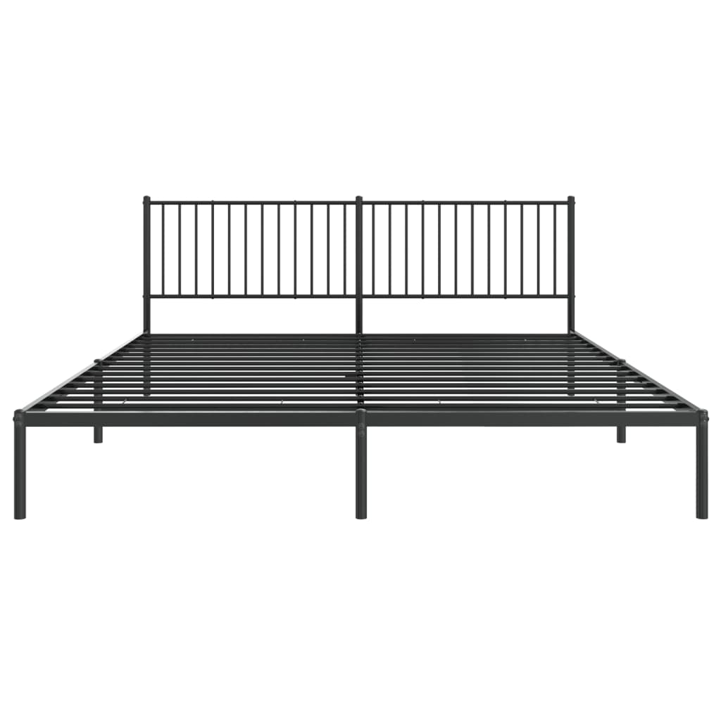 Sengeramme i metall med sengegavl svart 193x203 cm