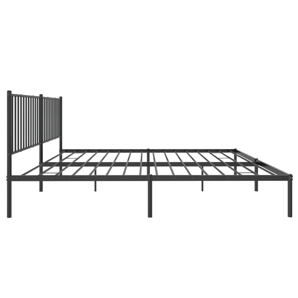 Sengeramme i metall med sengegavl svart 193x203 cm