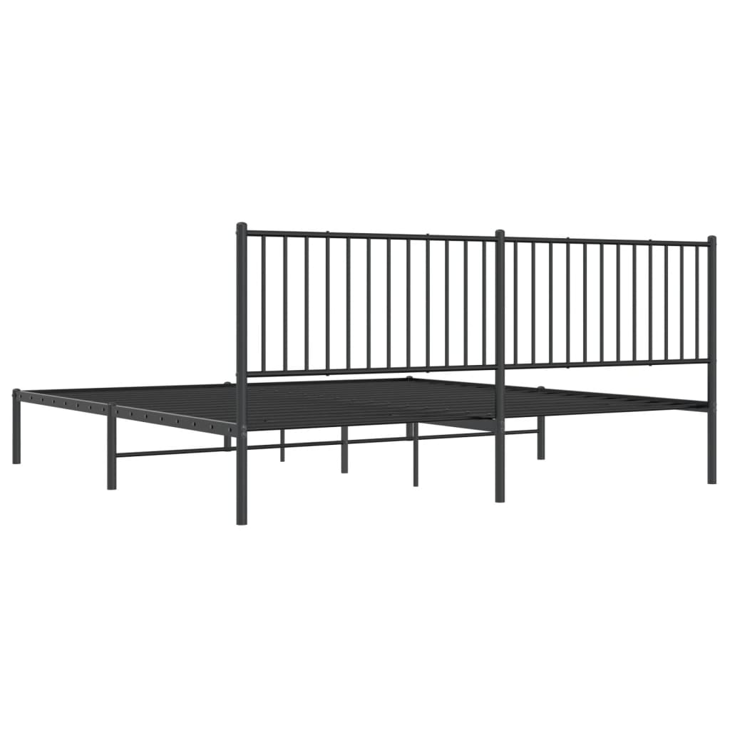 Sengeramme i metall med sengegavl svart 193x203 cm