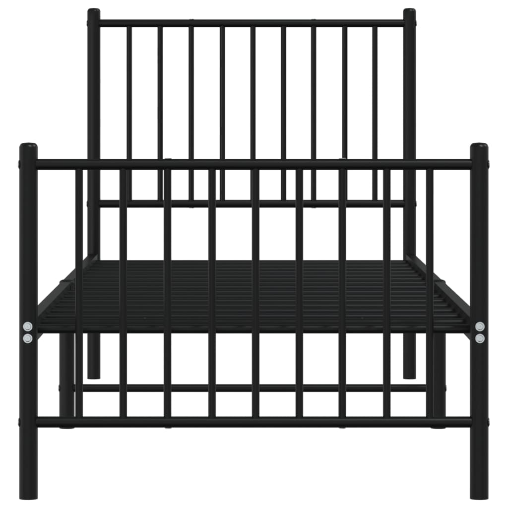Sengeramme i metall med hode- og fotgavl svart 75x190 cm