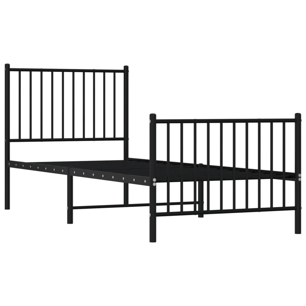 Sengeramme i metall med hode- og fotgavl svart 80x200 cm