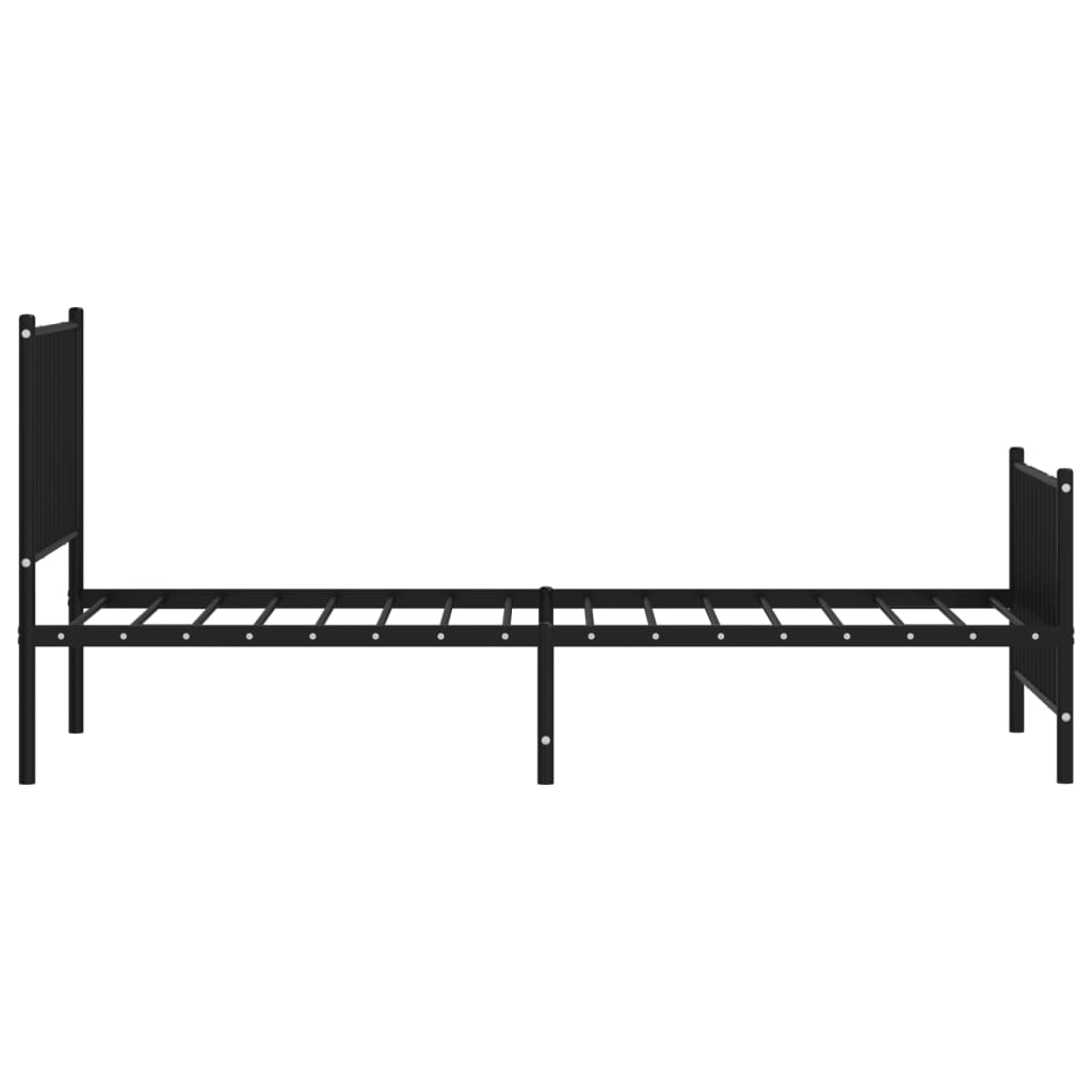 Sengeramme i metall med hode- og fotgavl svart 80x200 cm