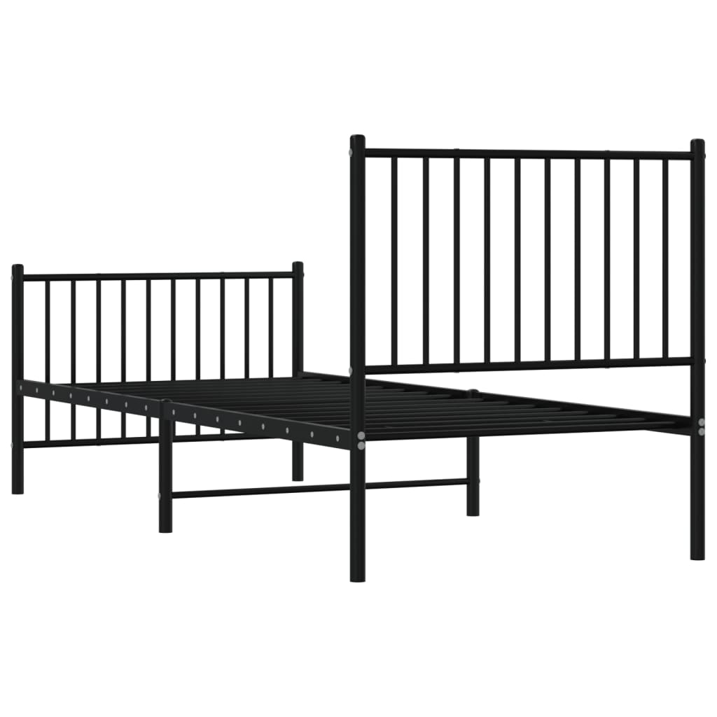 Sengeramme i metall med hode- og fotgavl svart 80x200 cm