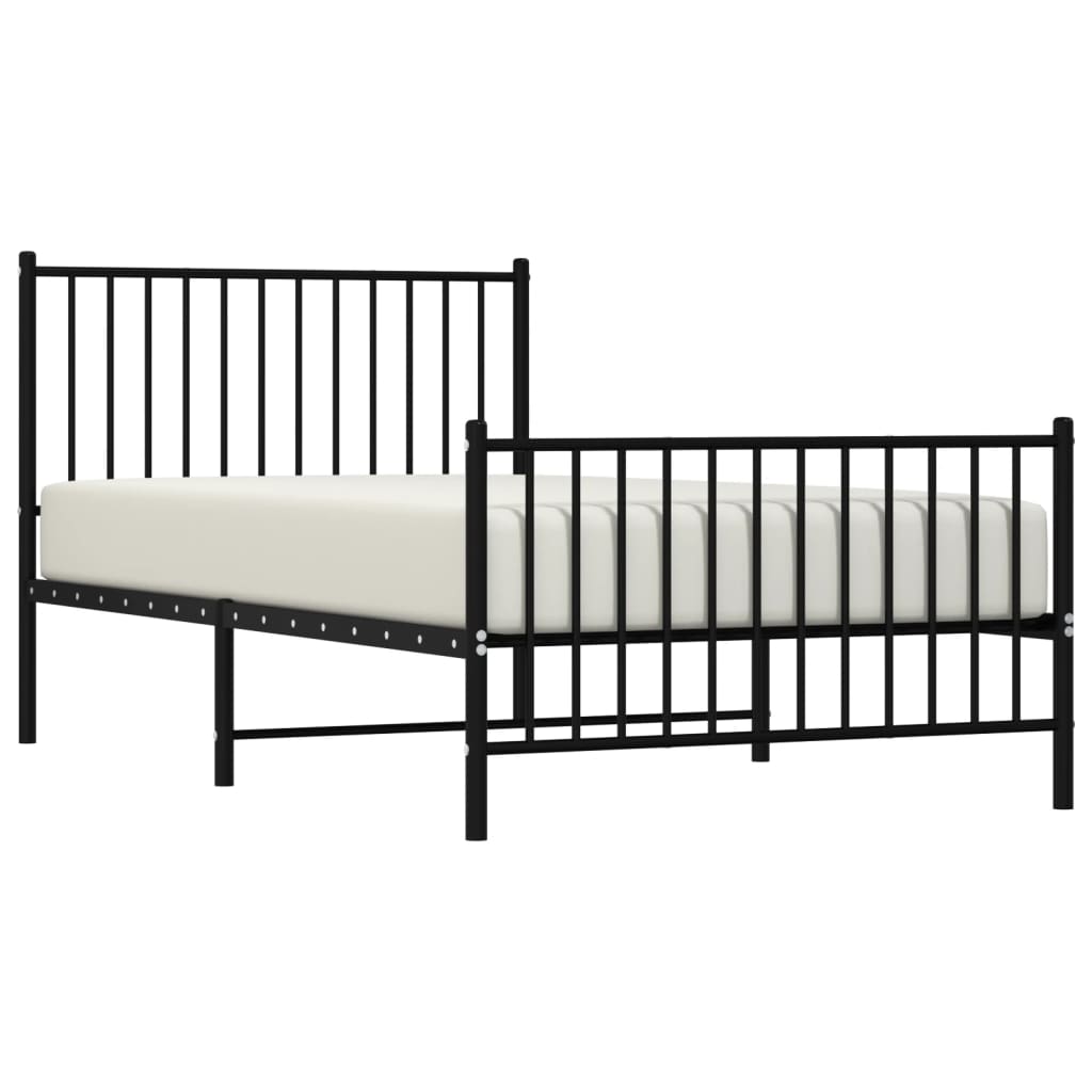 Sengeramme i metall med hode- og fotgavl svart 100x190 cm