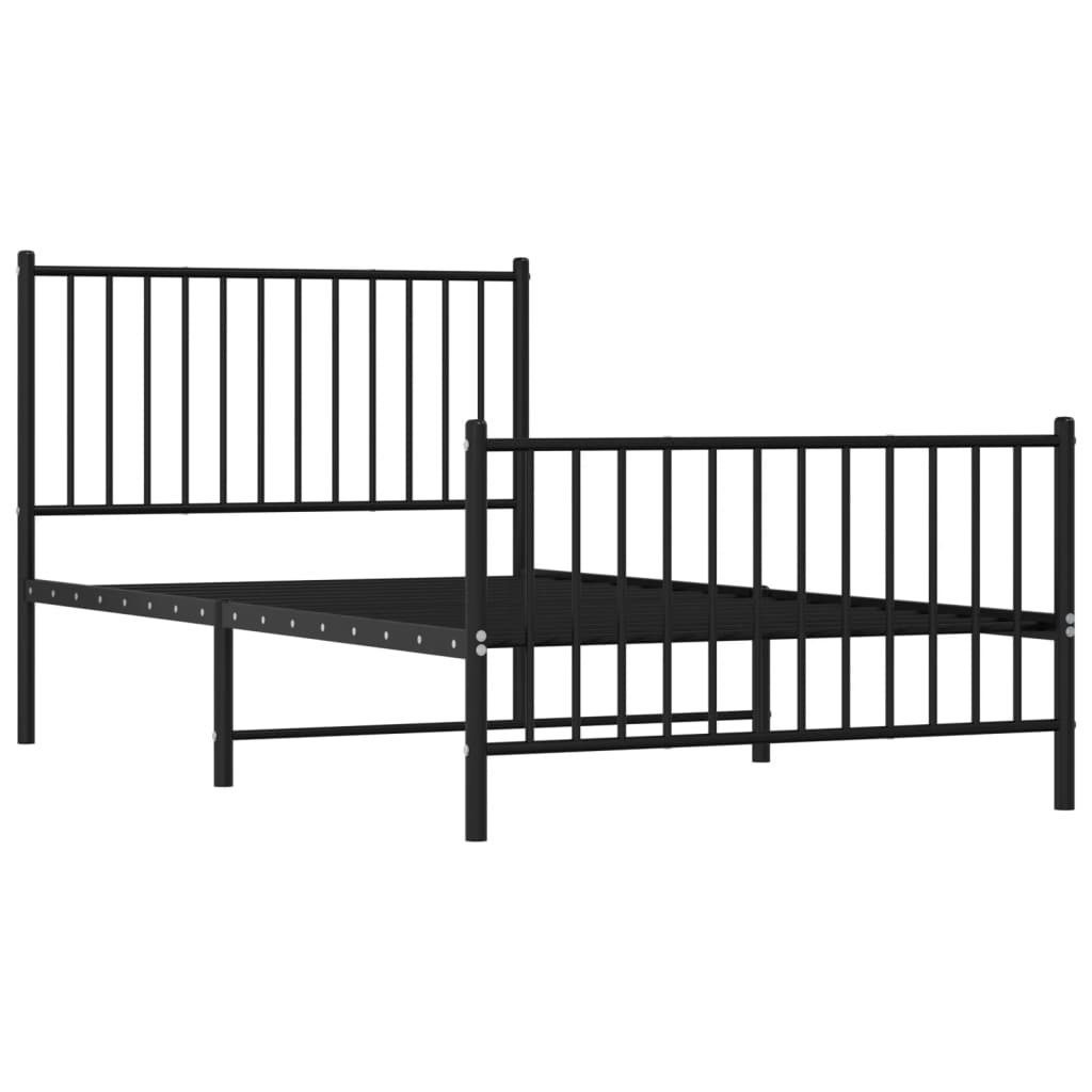 Sengeramme i metall med hode- og fotgavl svart 100x190 cm