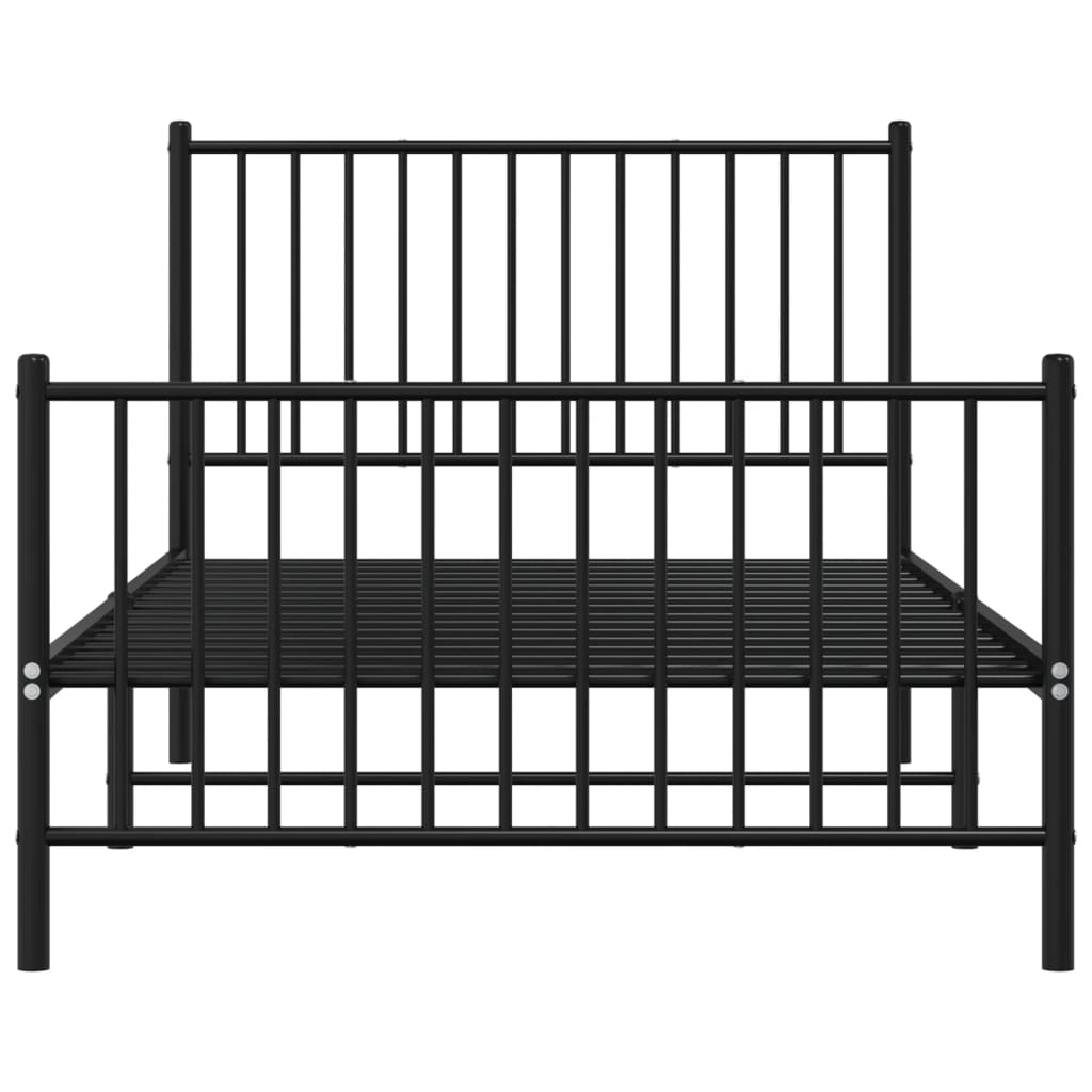Sengeramme i metall med hode- og fotgavl svart 100x190 cm