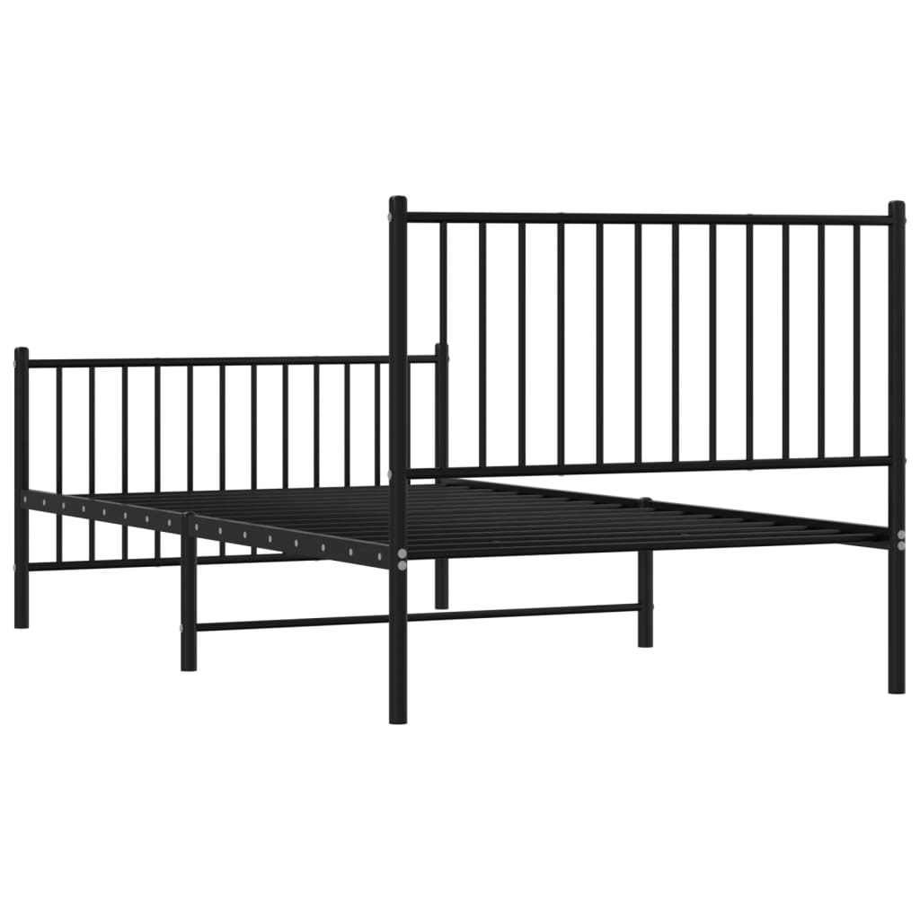 Sengeramme i metall med hode- og fotgavl svart 100x190 cm