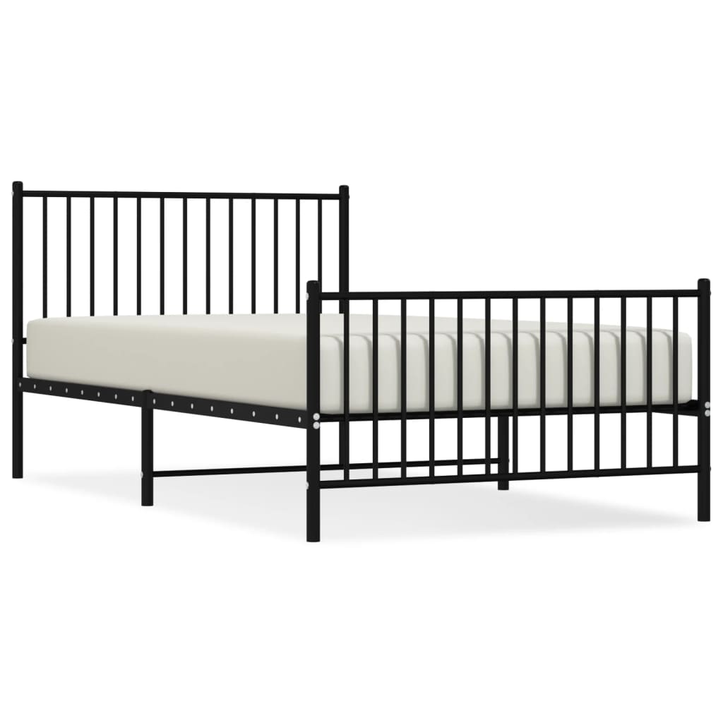 Sengeramme i metall med hode- og fotgavl svart 107x203 cm