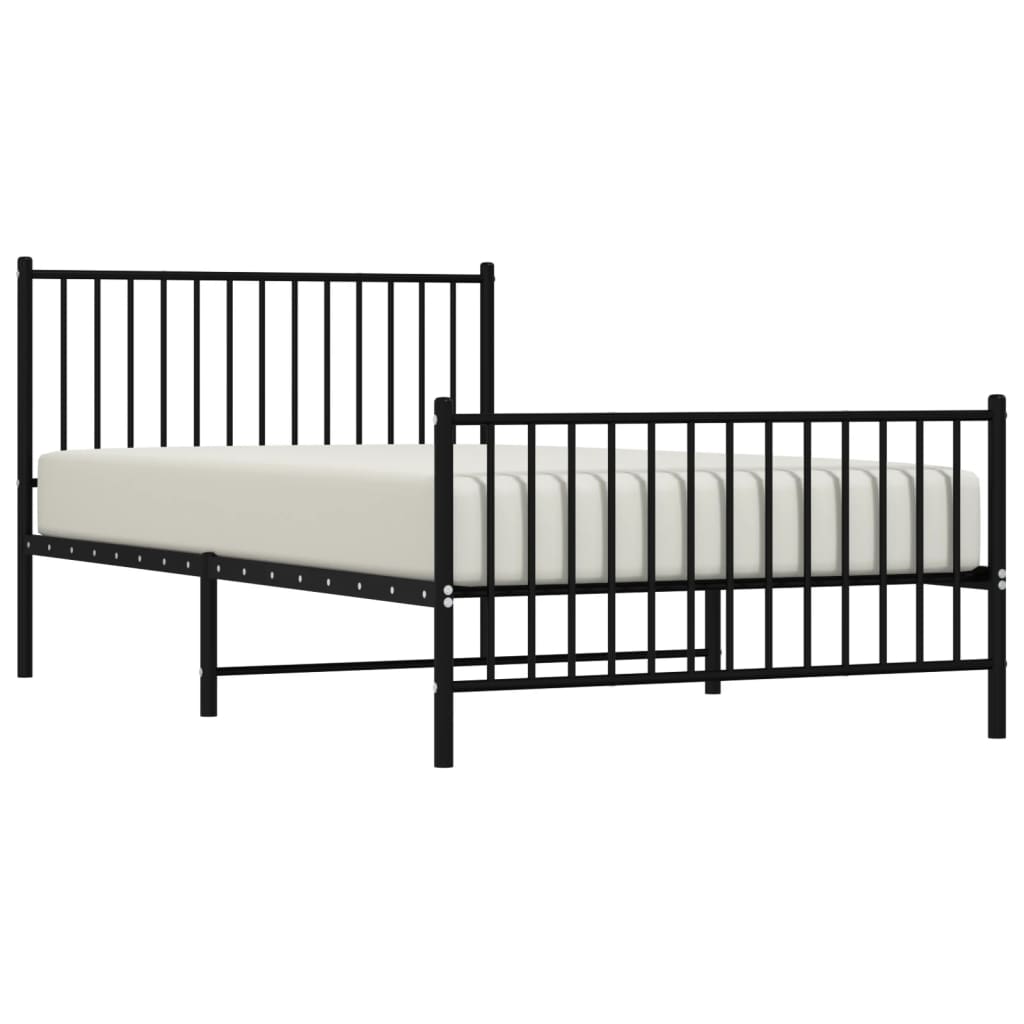 Sengeramme i metall med hode- og fotgavl svart 107x203 cm