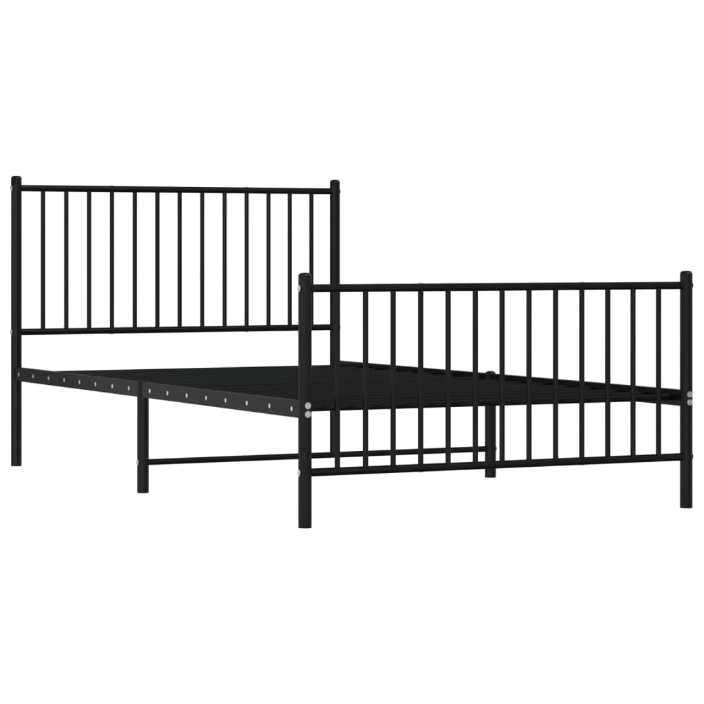 Sengeramme i metall med hode- og fotgavl svart 107x203 cm