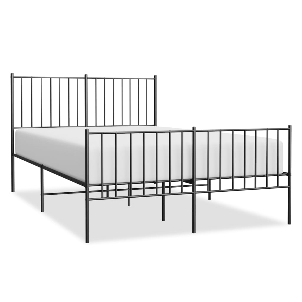 Sengeramme i metall med hode- og fotgavl svart 120x190 cm