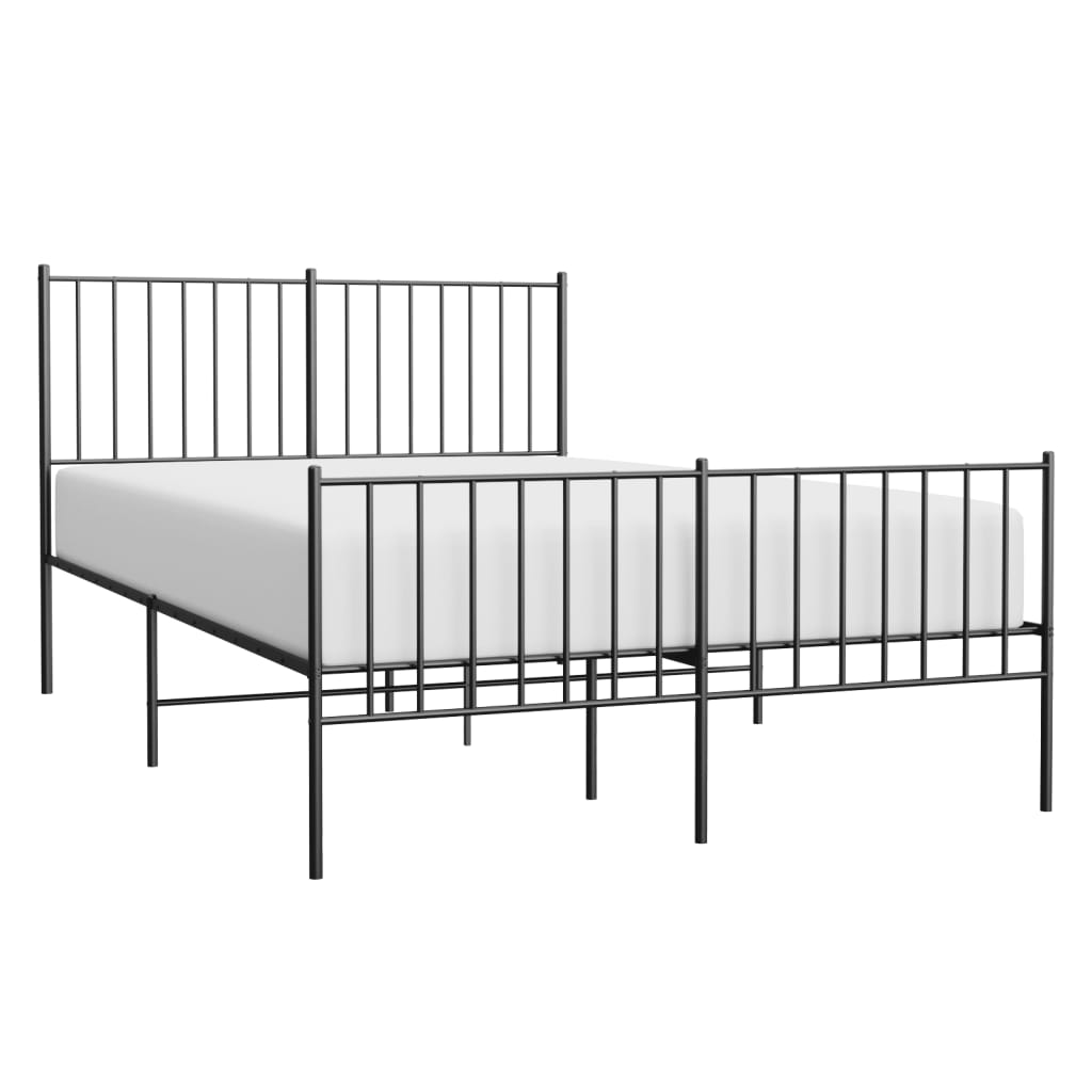 Sengeramme i metall med hode- og fotgavl svart 120x190 cm