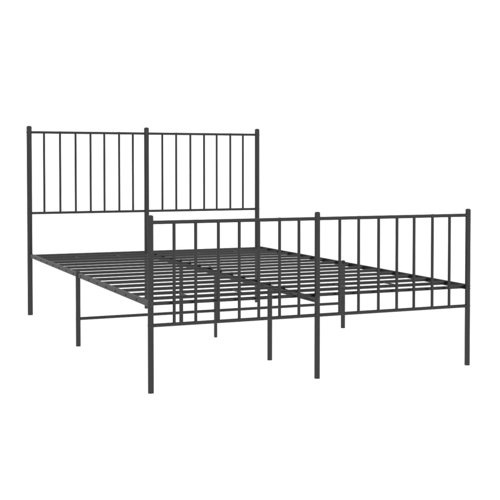 Sengeramme i metall med hode- og fotgavl svart 120x190 cm