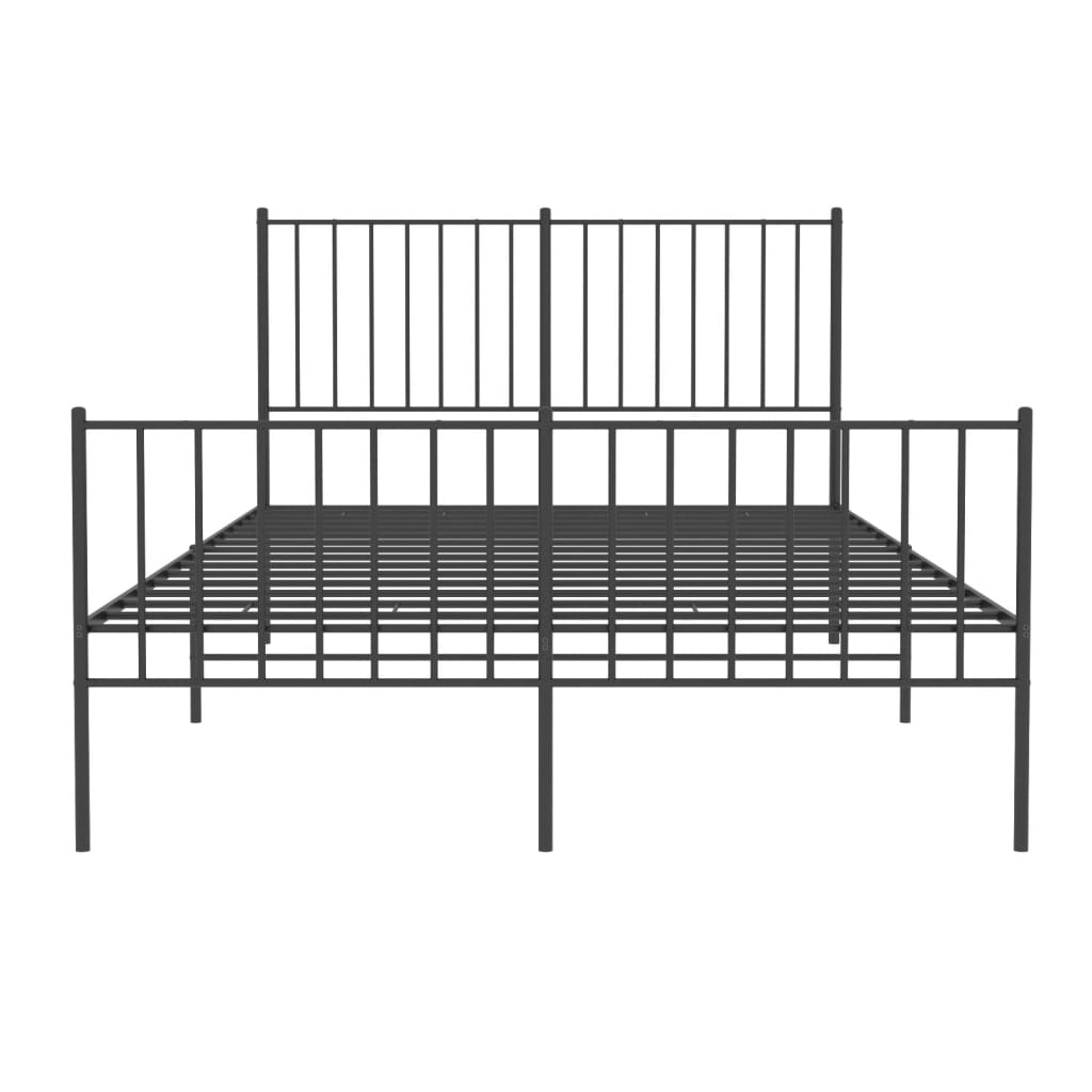 Sengeramme i metall med hode- og fotgavl svart 120x190 cm