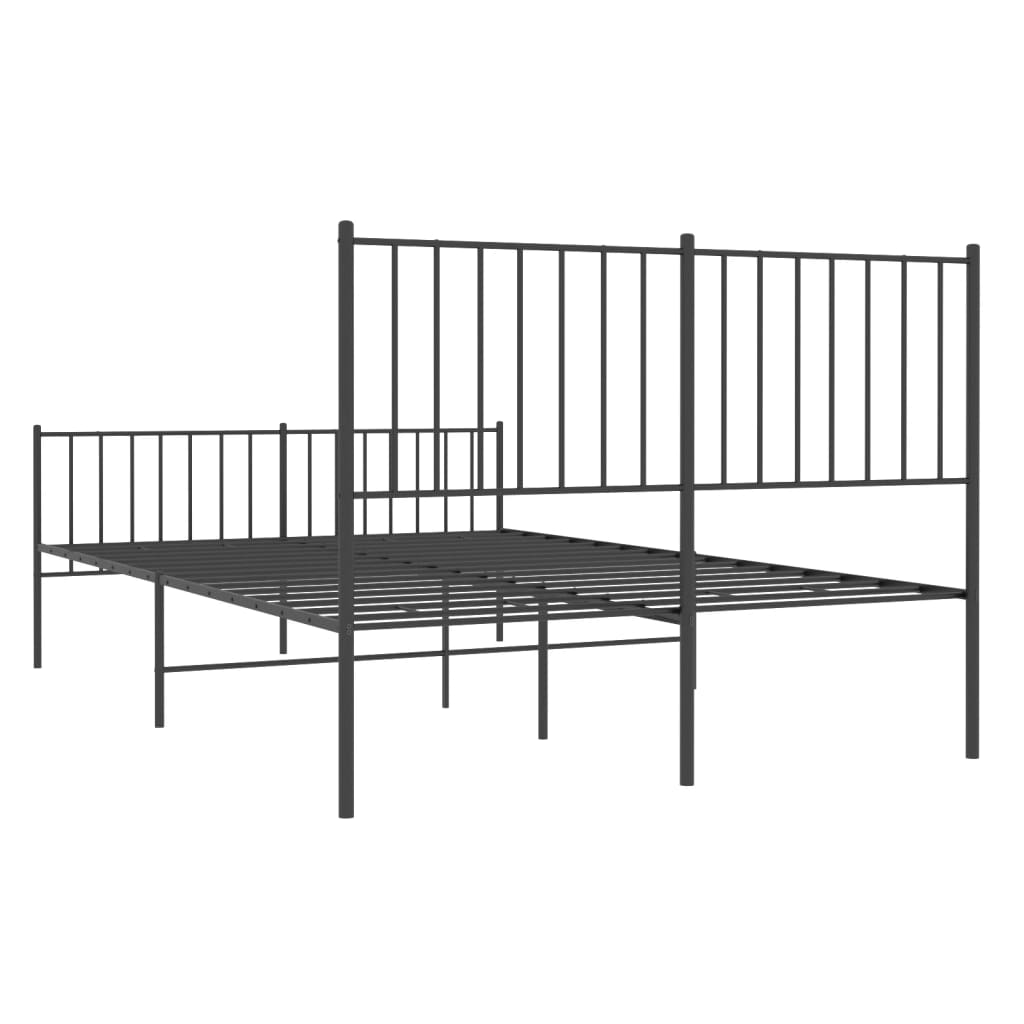 Sengeramme i metall med hode- og fotgavl svart 120x190 cm