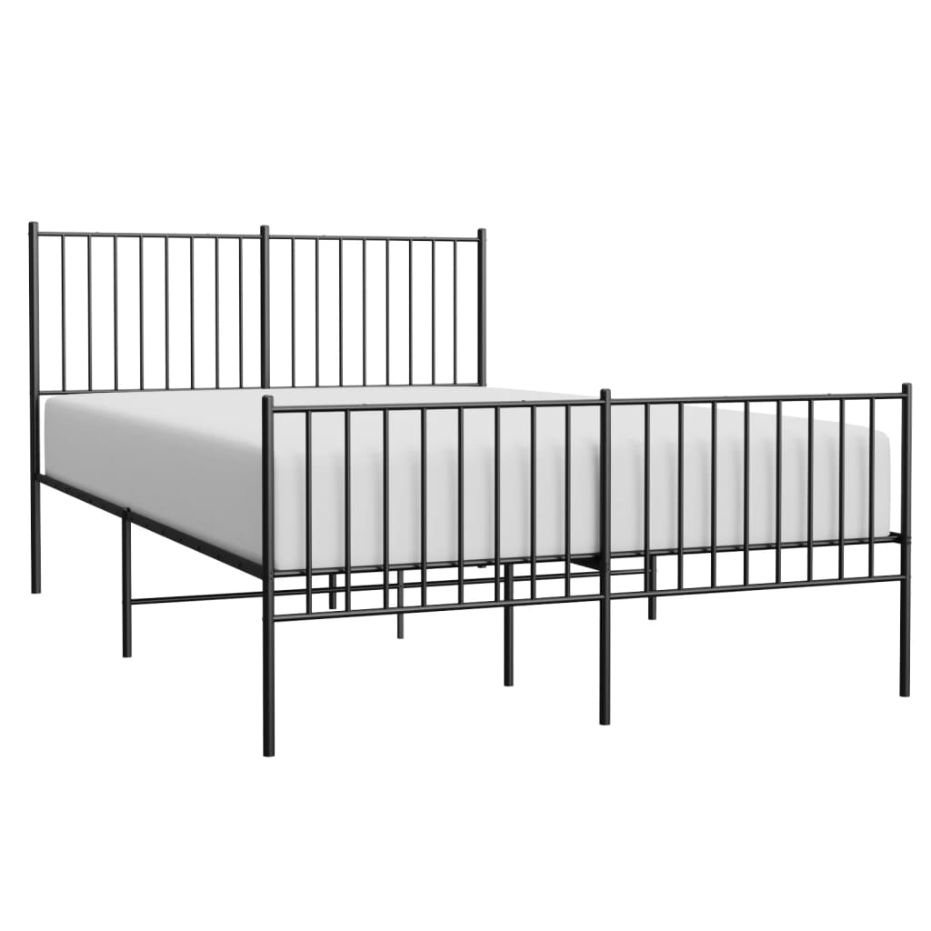 Sengeramme i metall med hode- og fotgavl svart 135x190 cm