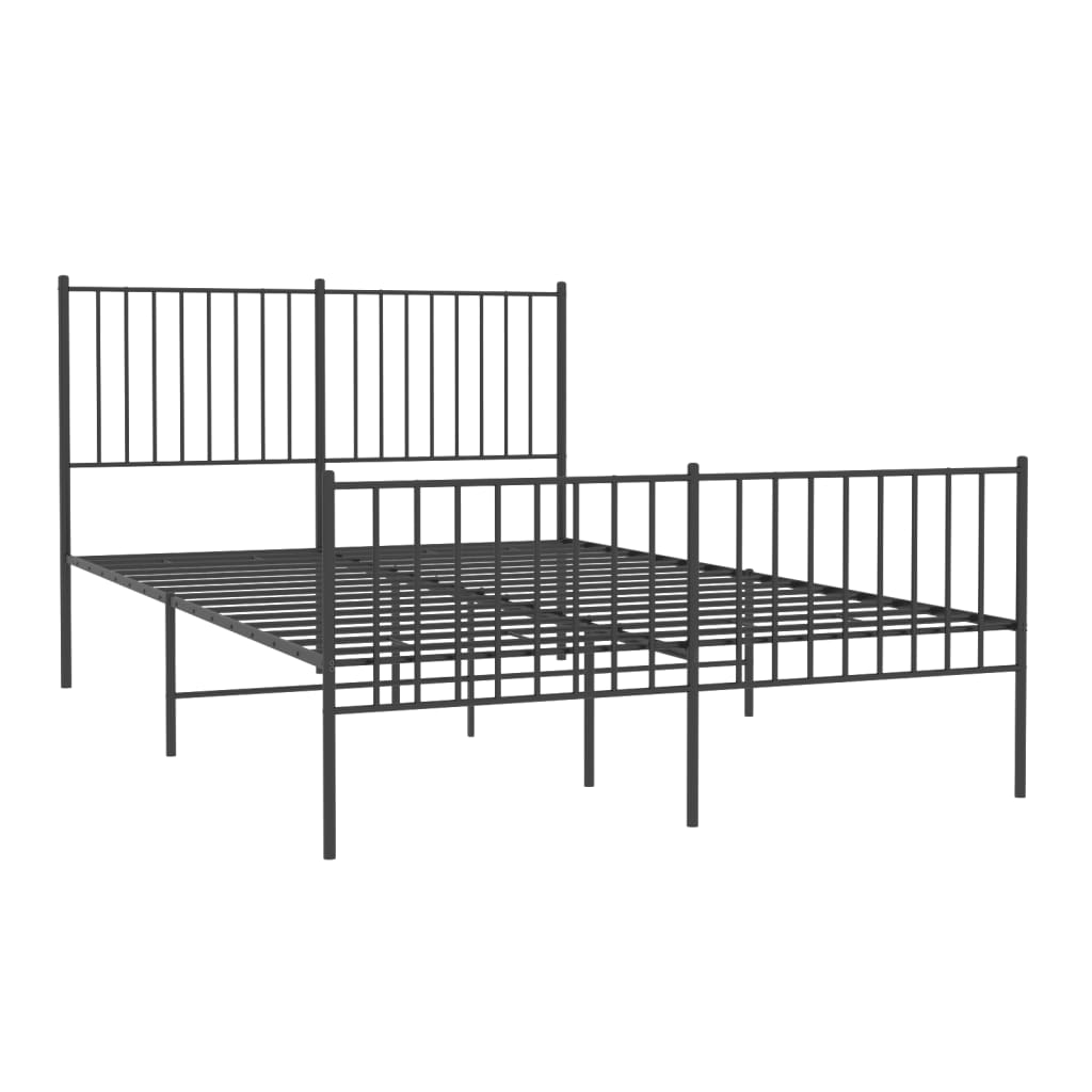 Sengeramme i metall med hode- og fotgavl svart 135x190 cm