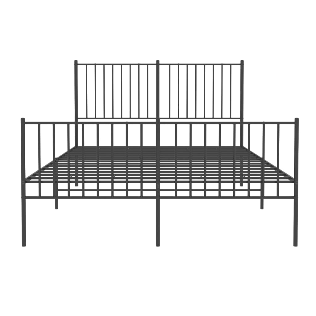 Sengeramme i metall med hode- og fotgavl svart 135x190 cm