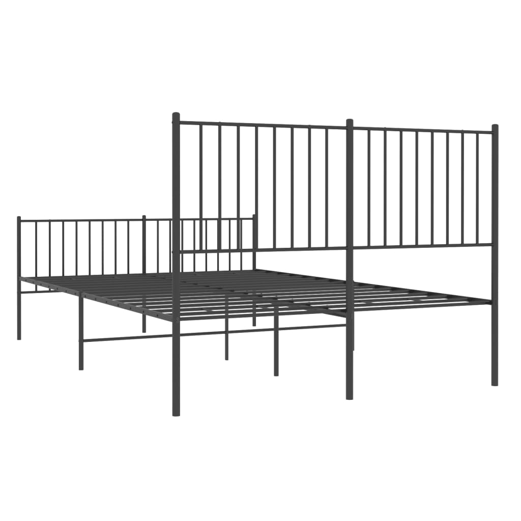 Sengeramme i metall med hode- og fotgavl svart 135x190 cm