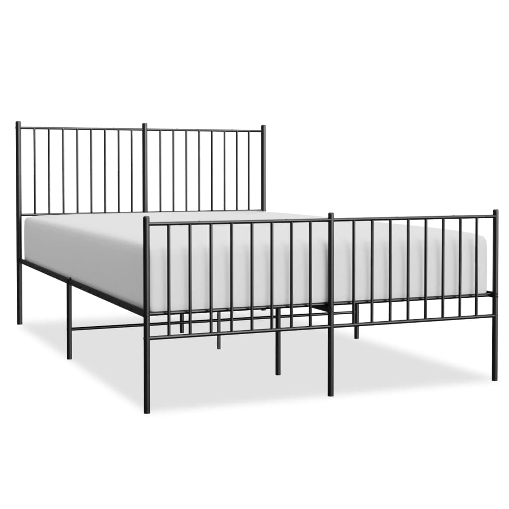 Sengeramme i metall med hode- og fotgavl svart 140x190 cm
