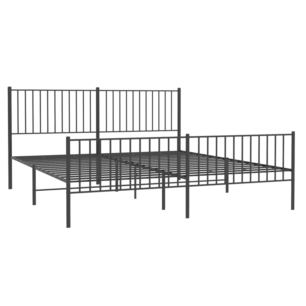 Sengeramme i metall med hode- og fotgavl svart 183x213 cm