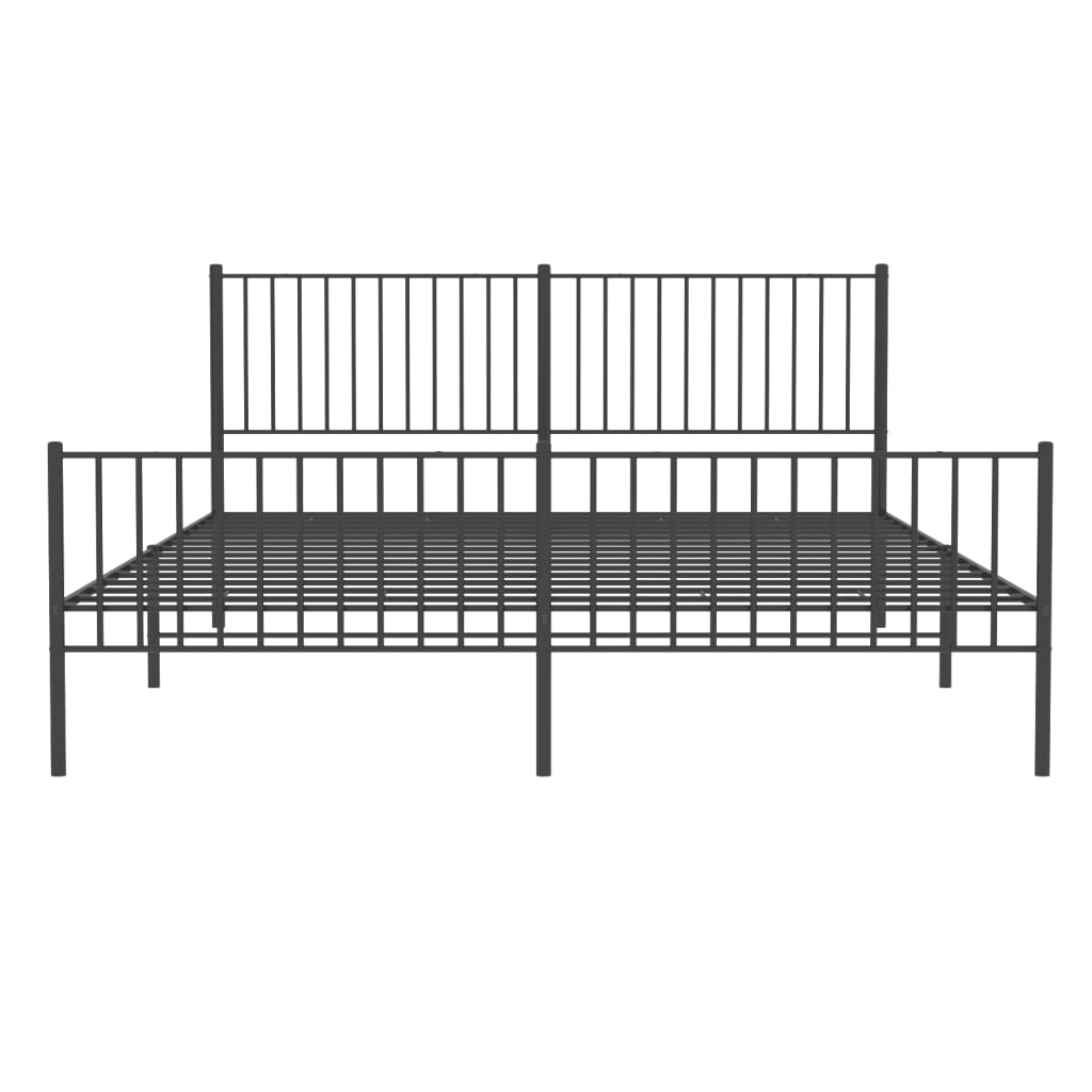 Sengeramme i metall med hode- og fotgavl svart 183x213 cm