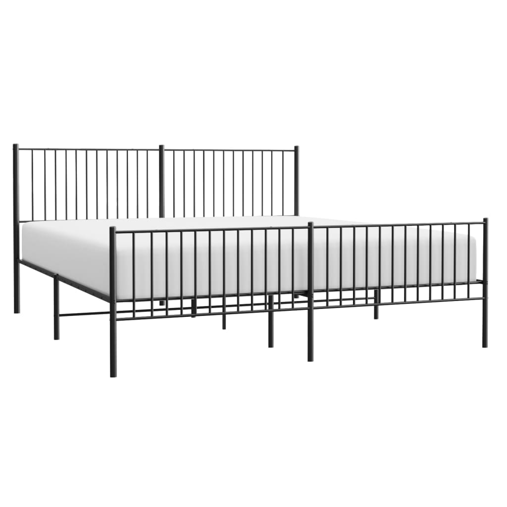 Sengeramme i metall med hode- og fotgavl svart 193x203 cm