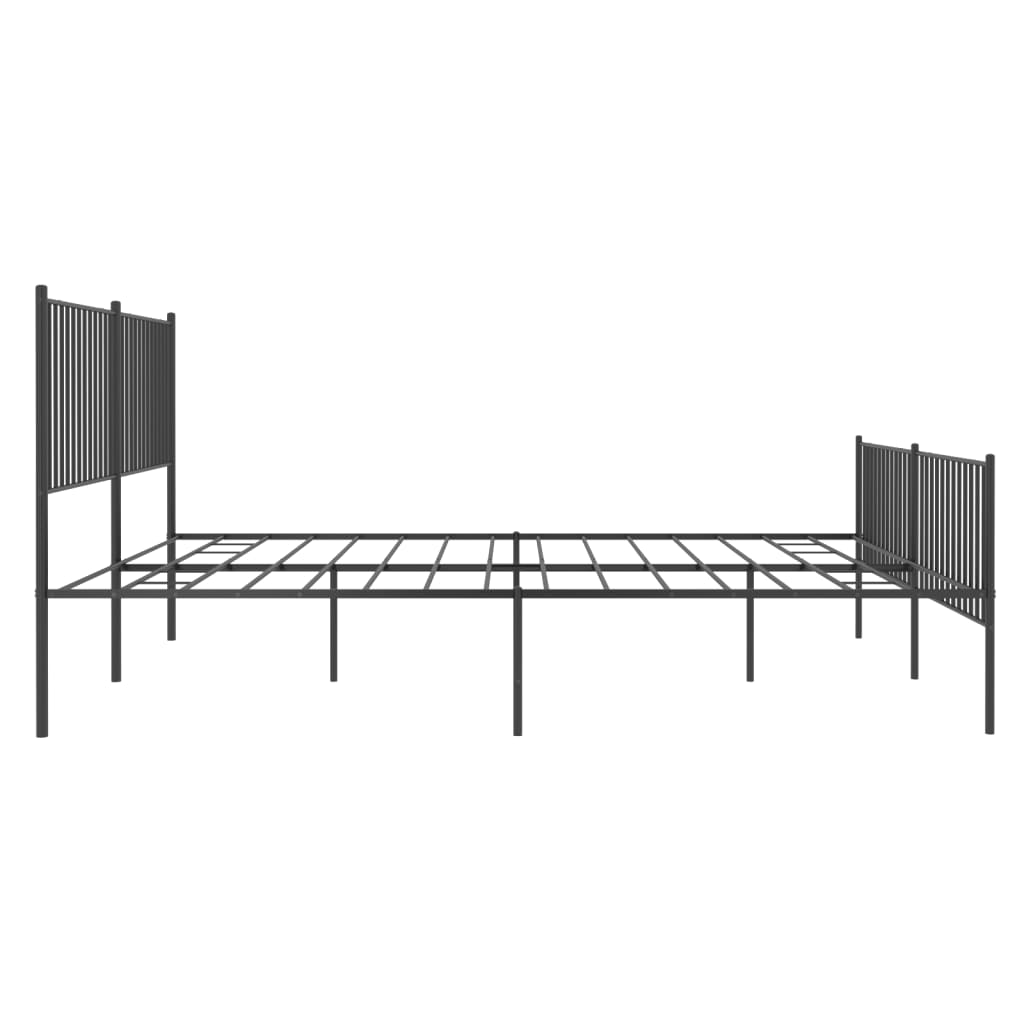 Sengeramme i metall med hode- og fotgavl svart 193x203 cm
