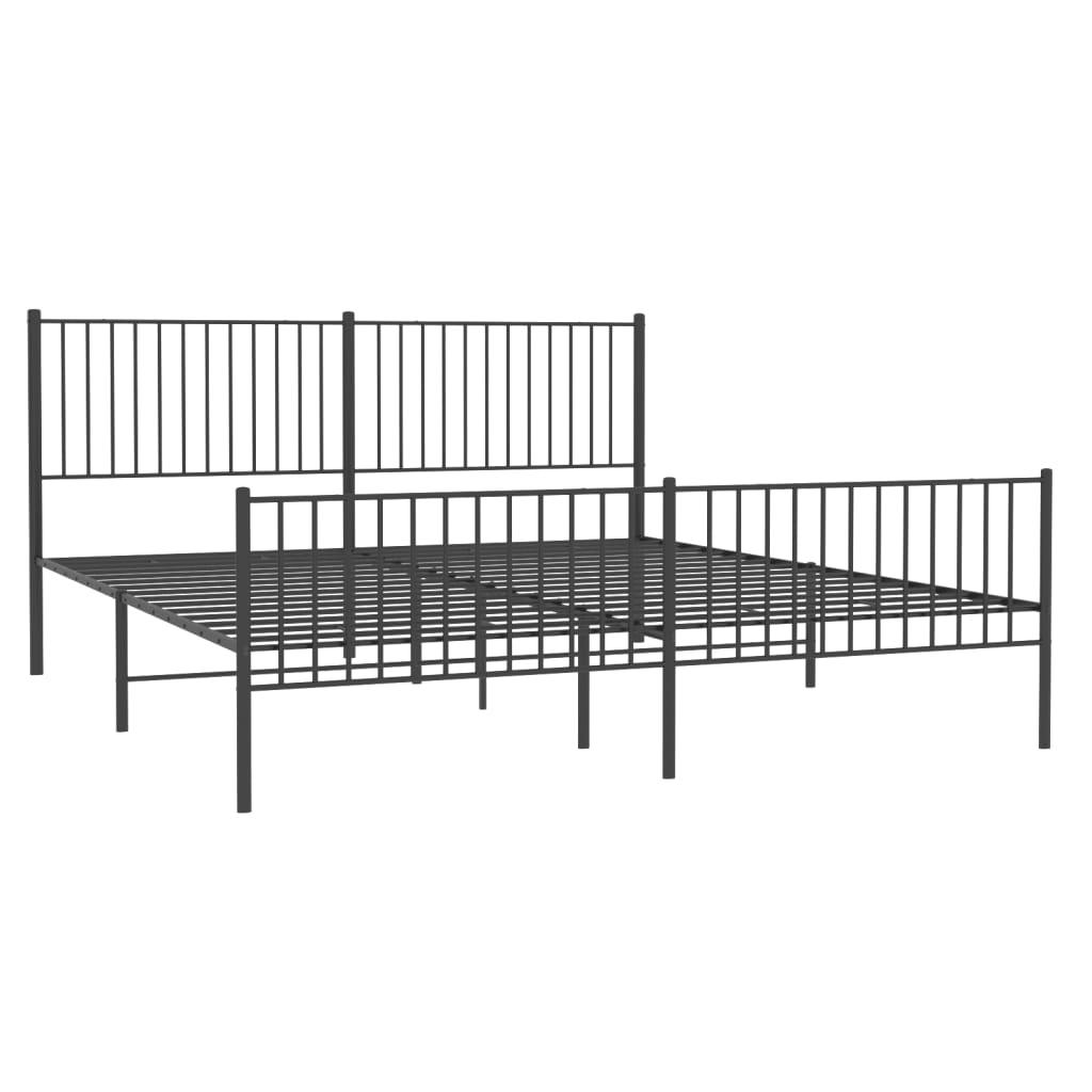 Sengeramme i metall med hode- og fotgavl svart 200x200 cm
