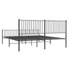 Sengeramme i metall med hode- og fotgavl svart 200x200 cm