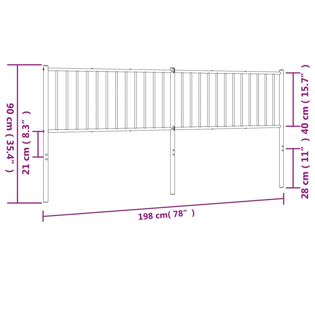 Utskiftbar sengegavl i metall svart 193 cm